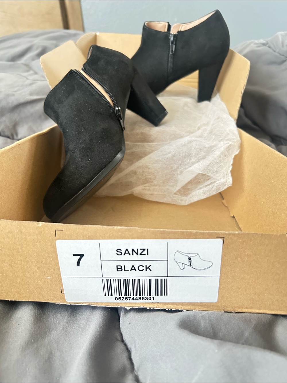 Journee Collection Black Suede High Block Heel Ankle Boots